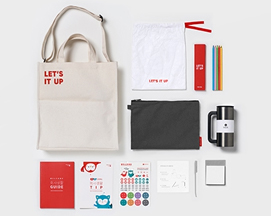 롯데정보통신 Lotte 파우치 에코백 가방 텀블러 포스트잇 색연필 에코 친환경